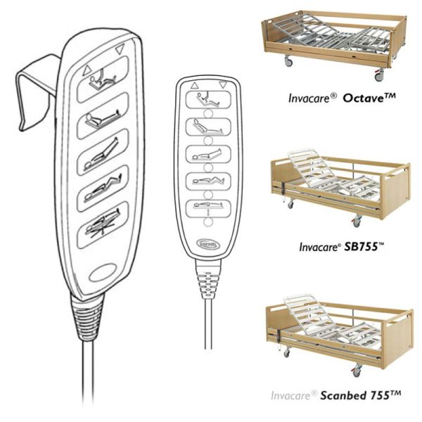 Télécommande HB 80 pour lit médical électrique Invacare SB755 ScanBed ou Octave