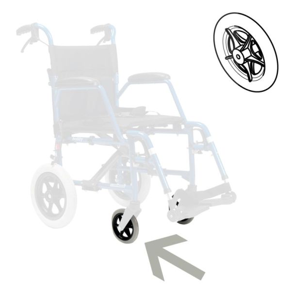Roue avant pour fauteuil de transfert Bobby Evo - Gris