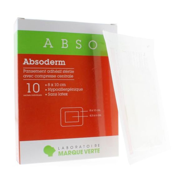Pansement adhésif stérile avec compresse centrale - Absoderm - Bte 10