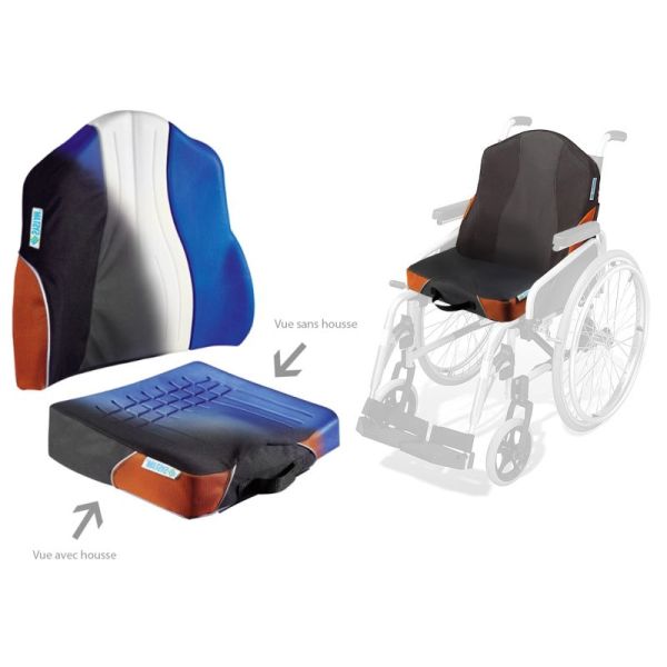SYSTAM - Pack thérapeutique Coussin + Dosseret pour fauteuil roulant ou  chaise