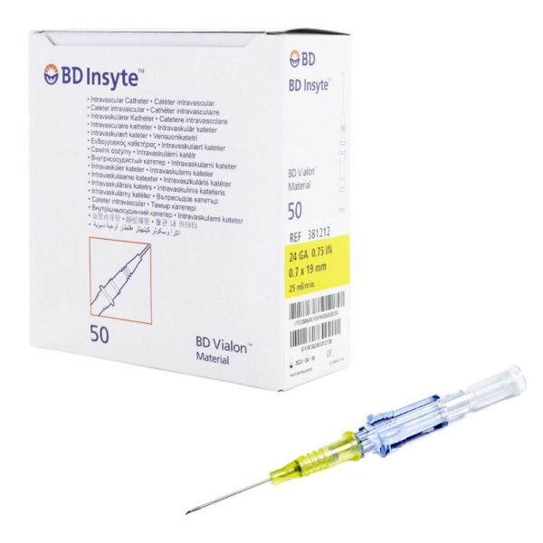 Cathéter intraveineux Bd Insyte™ Sans ailettes - 24G 0,70 x 19 mm - Jaune - Par 50