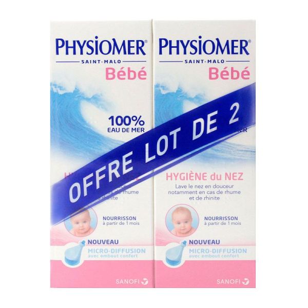 PHYSIOMER BÉBÉ - Spray Nasal Micro-Diffusion - Lot de 2 x 115 ml