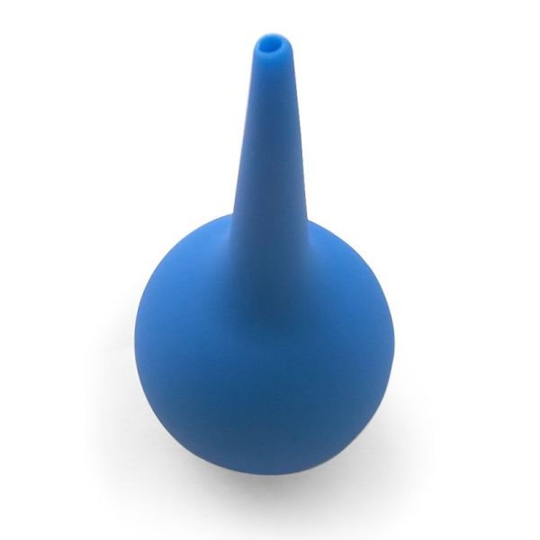Poire effilée en polyéthylène bleu 27ml pour le nettoyage du nez et des oreilles