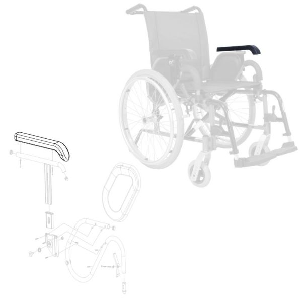 Manchette Gauche pour tube rond de fauteuil roulant Alto ou Alto+