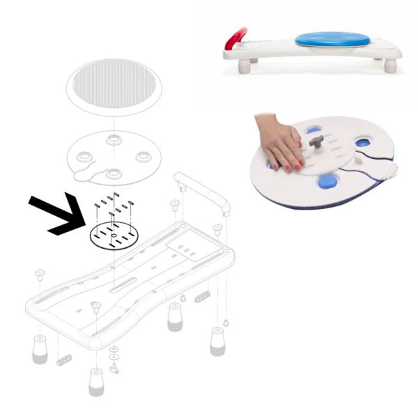 Plaque assise inférieure - pour assise tournante de planche de bain Vera