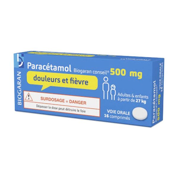 Paracetamol 500 mg - Douleurs et Fièvre - 16 comprimés