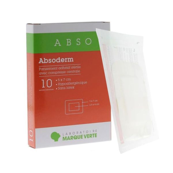 Pansement adhésif stérile avec compresse centrale - Absoderm - Bte 10