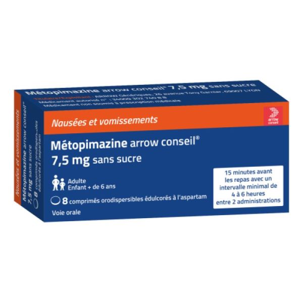 Metopimazine 7,5Mg - Nausées Vomissement - 8 Comprimés Orodispersibles