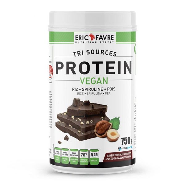 Proteine Vegan Tri sources - Chocolat Noisette - En-cas hyperhyperprotéinée - Pot 750g